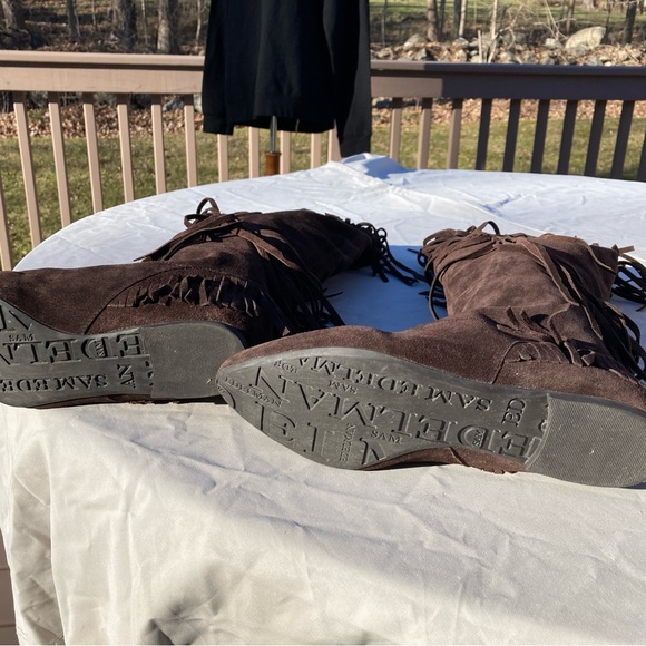 Sam EDELMAN brown SUEDE FRINGE BOOTS Halloween Boho Hippie - Picture 4 of 6